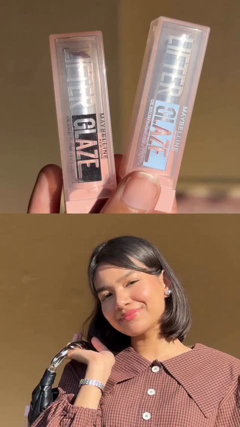 Instagram post by @ayeshasomethingg for Maybelline New York Pakistan. Caption reads: Can’t get enough of Maybelline Lifter Glaze Lip....