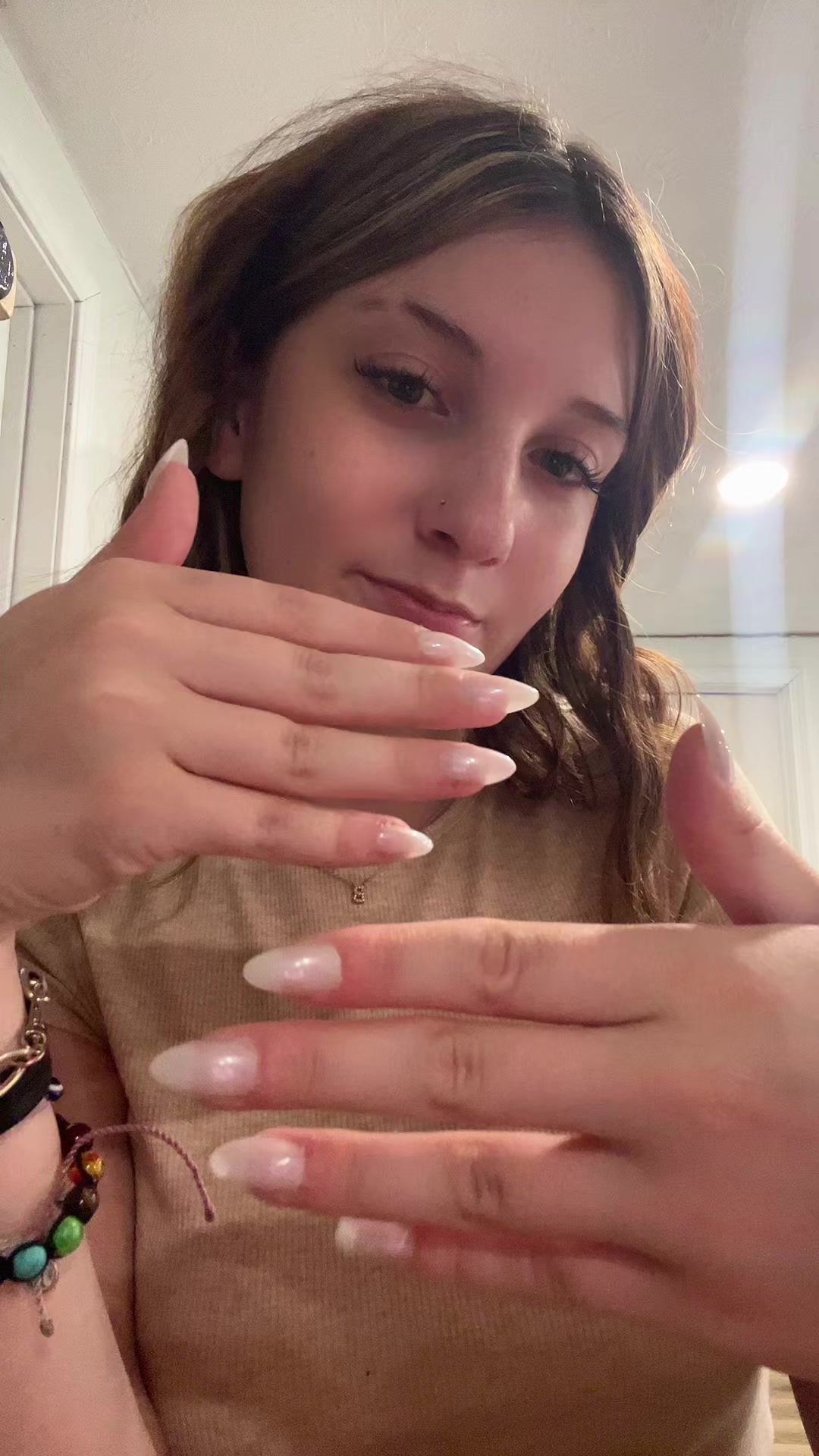 TikTok post by @madelynrenaeb for Glamnetic. Caption reads: loving these press ons 💖 ....