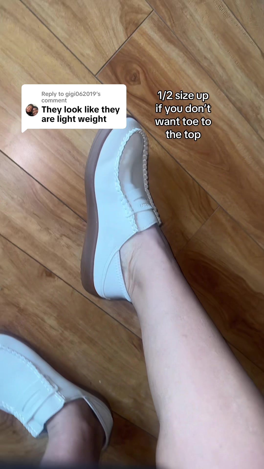 TikTok post by @istayclutch for HOBIBEAR Shoes. Caption reads: Replying to @gigi062019 @HOBIBEAR SHOES OFFICIAL....