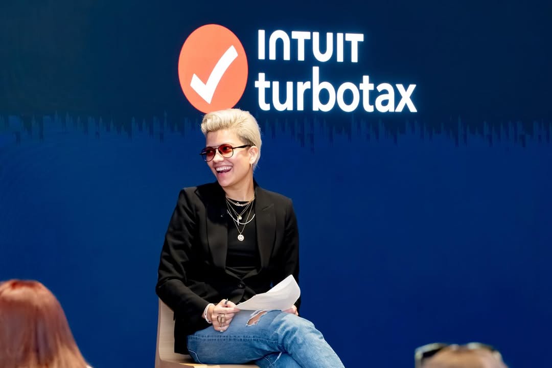 Instagram post by @vickatrillion for Intuit TurboTax. Caption reads: Had an amazing time last night hosting Fireside....