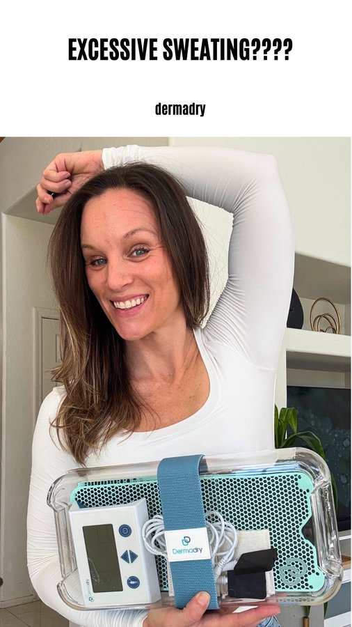 Instagram post by @iliketotalkblog for Dermadry. Caption reads: [...] sweating interfering with your life?....