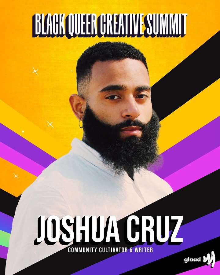 Instagram post by @joshuamichaelcruz for GLAAD. Caption reads: [...] to tell yall that I’ll be part of the @glaad....