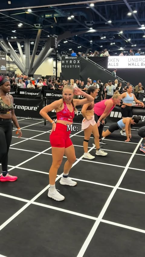 Instagram post by @amysbalancingact for Shokz. Caption reads: [...] time at my first @hyroxworld event! When....