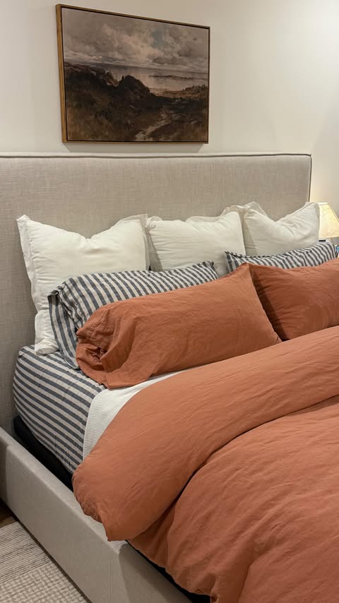 Instagram post by @routinelyrachael for downy. Caption reads: Time to hibernate! #DownyPartner #Ad Fresh sheets....