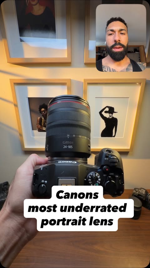 Instagram post by @mannyortiz for Canon USA. Caption reads: @canonusa 24-105F4 may not be the sexiest piece of....