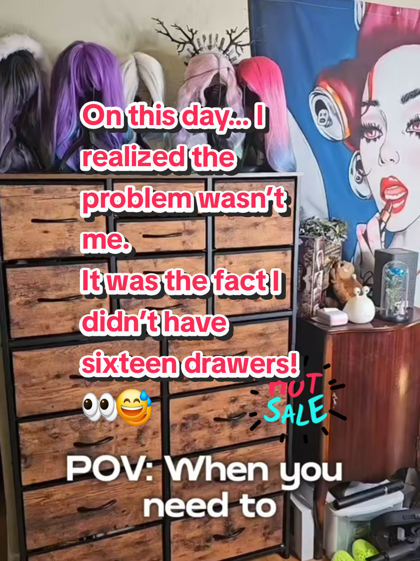 TikTok post by @thespookrat for RaybeeOfficial. Caption reads: [...] drawers 💀 @Raybee Furniture US....