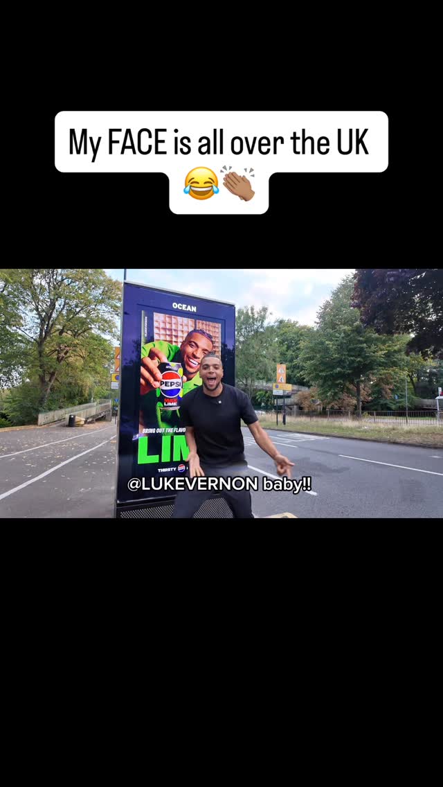 Instagram post by @lukevernon for Pepsi NL. Caption reads: Come with me to find some of my BILLBOARDS and....