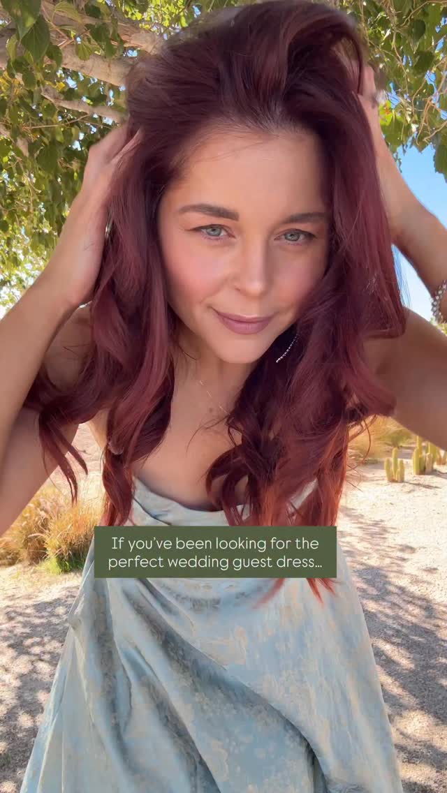 Instagram post by @erinrobinson for Azazie. Caption reads: Looking for a #weddingguestdress …you can stop....