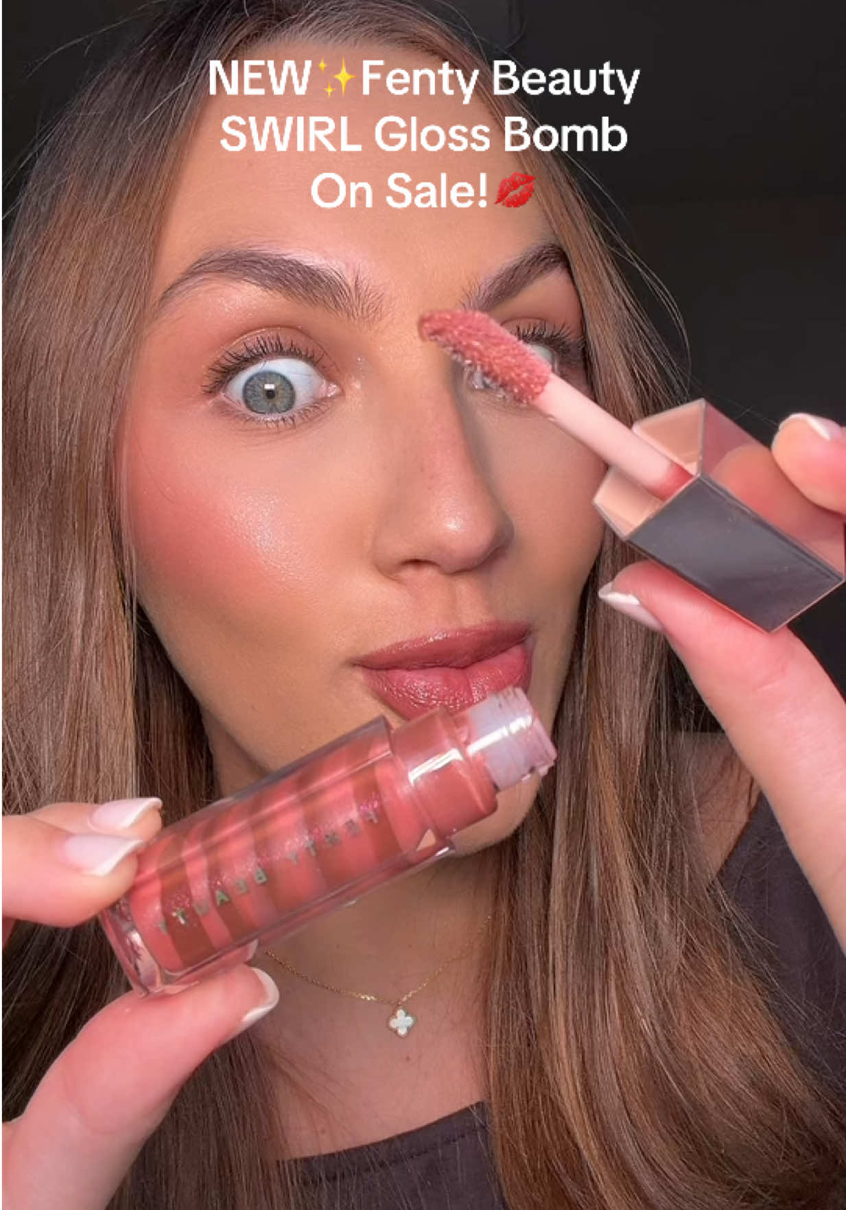 TikTok post by @daniellamagee for Fenty Beauty. Caption reads: [...] soon besties! RUN✨💋💄 @Fenty Beauty #fenty....