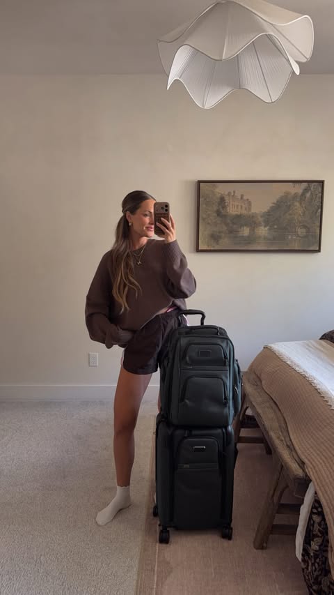 Instagram post by @maddieperry for TUMI. Caption reads: [...] type link if you want the details to our....