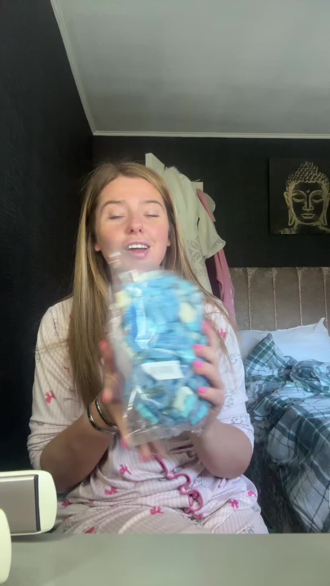 TikTok post by @stephanietait55 for Exploded Sweets. Caption reads: Love a blue mix @Exploded Sweets.