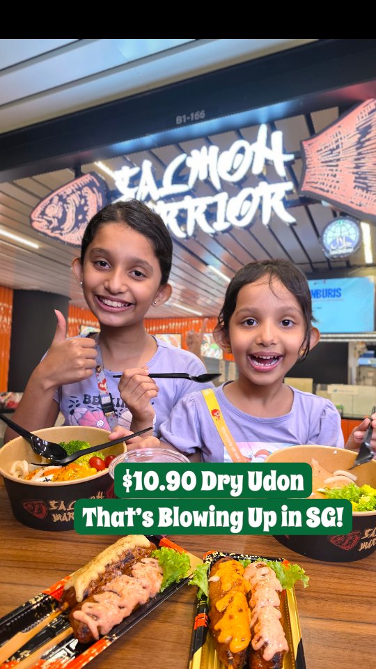 Instagram post by @food.travel.directory for The Straits Times. Caption reads: [🔥 NEW Dry Udon Series Alert @salmonwarriorsg....