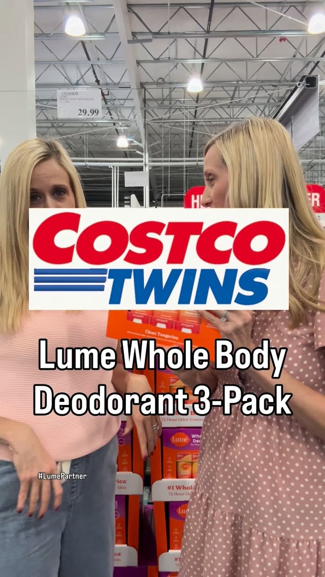 Instagram post by @costco.twins for Lume Deodorant. Caption reads: Costco find 🧡 LUME is now in-store! Grab the....