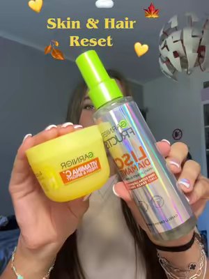 TikTok post by @annagrazioli__ for garnieritalia. Caption reads: [...] Kit perfetti per skin & hair reset🍂....