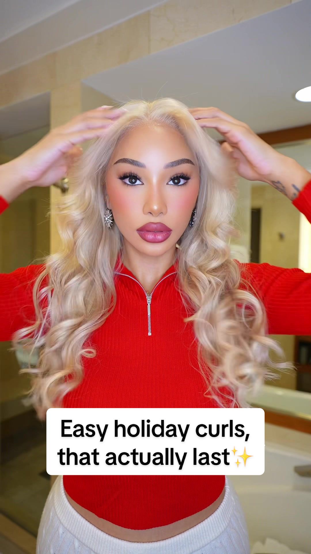 TikTok post by @thefashionfreakk for L'ange Hair. Caption reads: This is how I get my curls to actually stay✨....