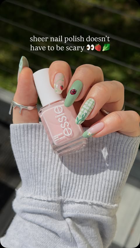 Instagram post by @thegraytergood for essie. Caption reads: [...] It doesn’t have to be that way 💅🍓🥬🫶....