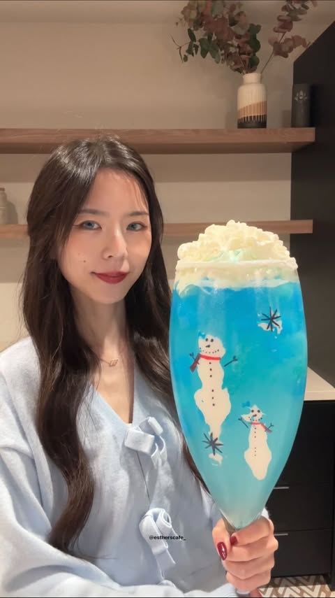 Instagram post by @estherscafe_ for DrinkPrime. Caption reads: 💌⛄️❄️ send this as your magical hydration....