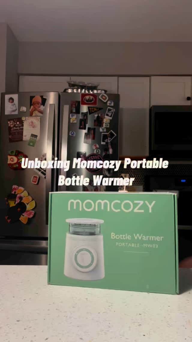 Instagram post by an influencer for Momcozy. Caption reads: Momcozy bottle warmer🤍🍼 #fyp [...].