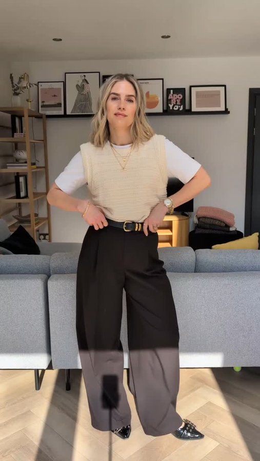 Instagram post by @styledby_mrsj for SmartBuyGlasses. Caption reads: Have you got a knitted vest yet? Here's how I'm....