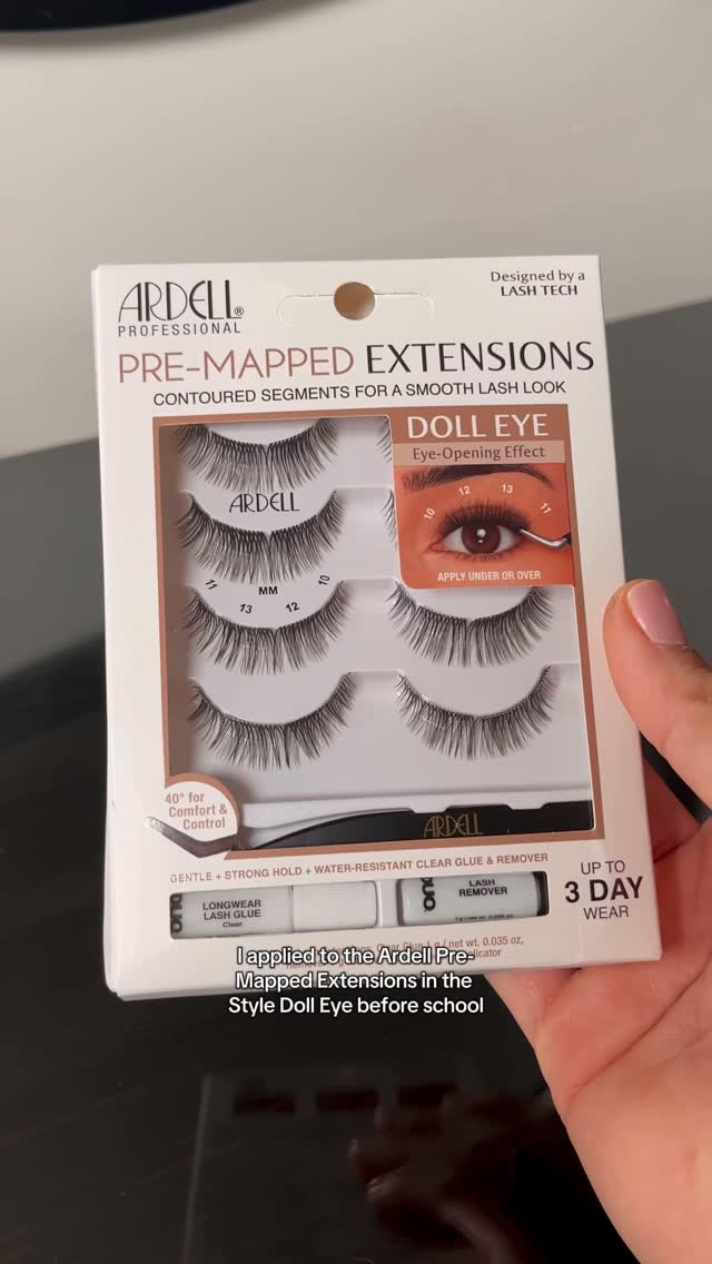 Instagram post by @emilypayampss for Ardell Beauty. Caption reads: Wore the @ardellbeauty Pre-Mapped Extensions in....