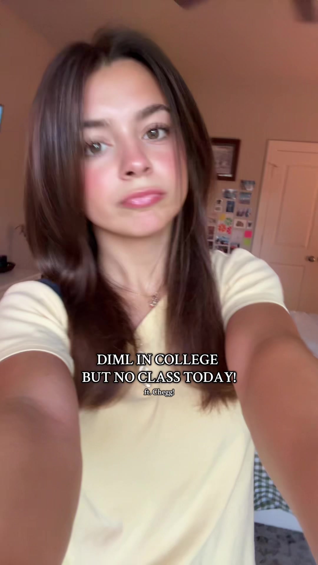 TikTok post by @sarahmdress for Chegg. Caption reads: A day in my life in college!! Ft. @Chegg....