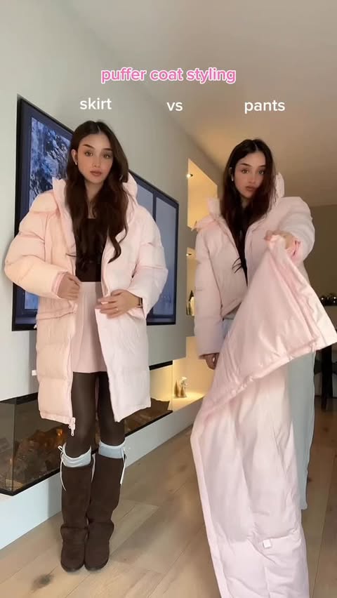 Instagram post by @sweetinstabella for Glowmode. Caption reads: @glowmode_official 8-In-1 Puffer😱😍 TEAM SKIRT....