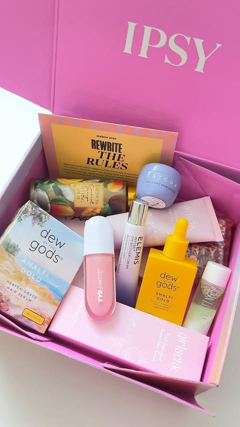 Instagram post by @poshlife40 for Dew of the Gods. Caption reads: 💗 “Rewriting the rules” with this March @ipsy....