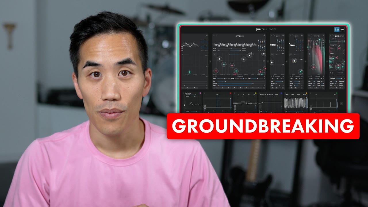 YouTube post by @andrewhuang for DistroKid. Caption reads: Beautiful new music making environment! (GRM....