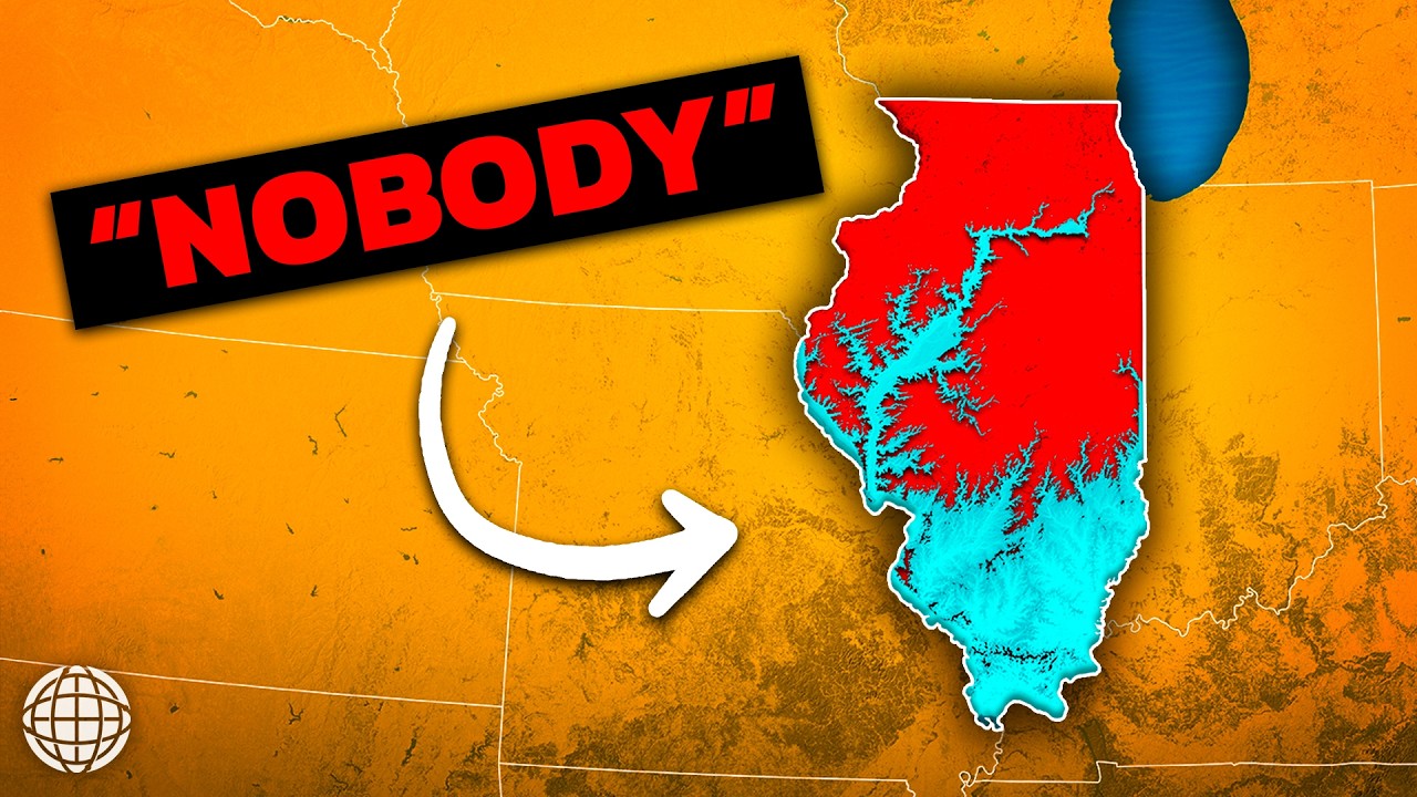 YouTube post by @GeographyByGeoff for Envato Elements. Caption reads: Why Almost Nobody Lives in Southern Illinois Today.