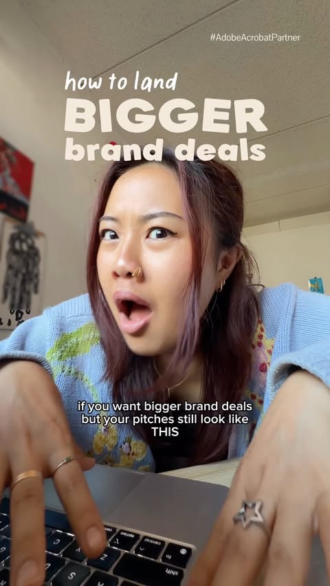 Instagram post by @rroomfies for Adobe Acrobat. Caption reads: [...] larger brand deals with Stylize in....