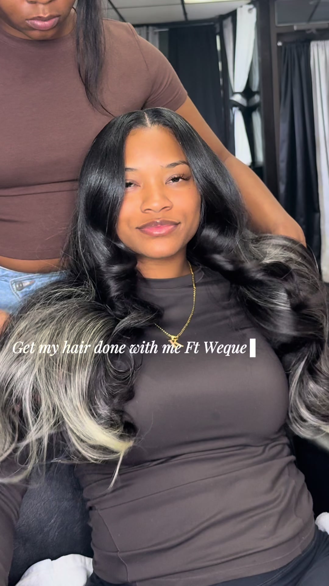 TikTok post by @khristmontiaa for Wequeen. Caption reads: Get my hair down with me ft. @Wequeen store🥰🥰....