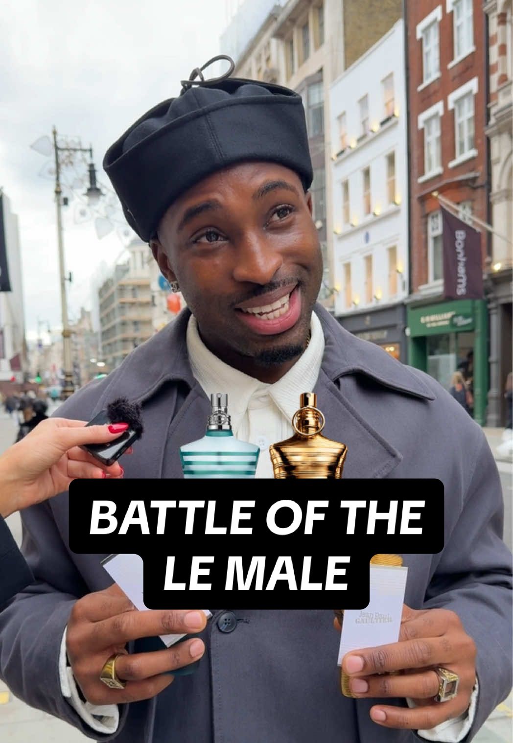 TikTok post by @guys.guide for JeanPaulGaultier. Caption reads: AD Battle of the Le Male… EDT vs Elixir Absolu by....