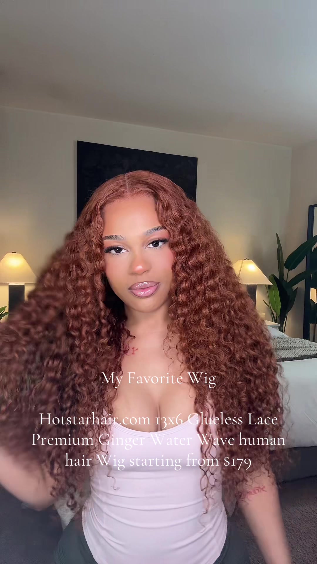 TikTok post by @sheistatiana for Hotstarhair.com. Caption reads: My Favorite Wig Hotstarhair.com 13x6 Glueless Lace....