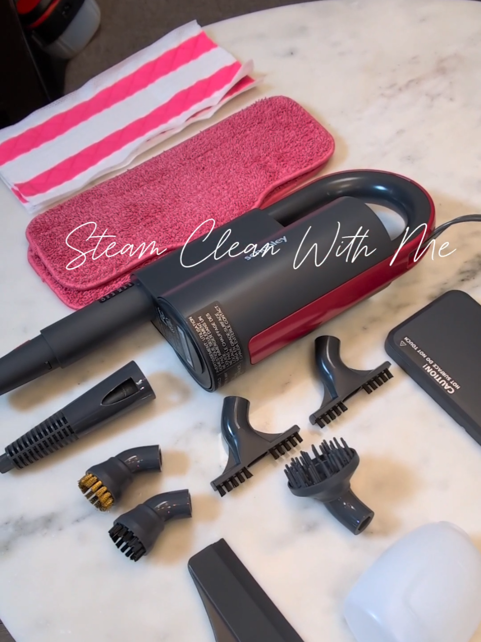 TikTok post by @touchofemili for Schenley. Caption reads: [...] #steamcleaning #steamclean #steammop....