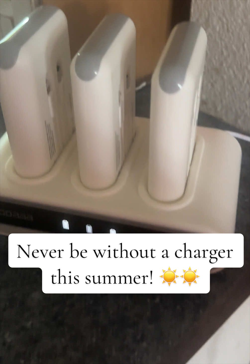TikTok post by @kathyandkiddos for Blavor. Caption reads: #summervibes☀️ #chargingstation @BLAVOR ENERGY.