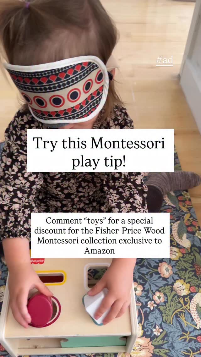 Instagram post by @homeandontheway for Fisher-Price. Caption reads: This tip comes from Montessori classrooms and is....