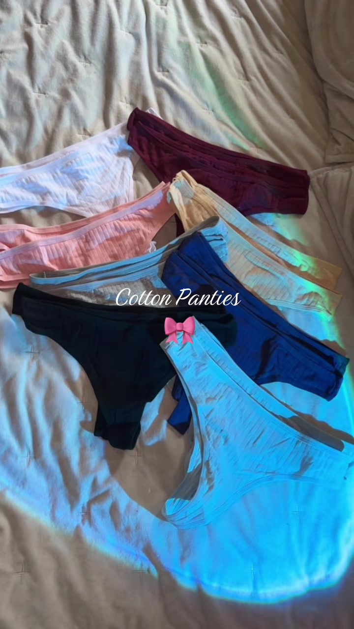 TikTok post by @lauarizaga677 for FINETOO. Caption reads: FINETOO 16-Pack Cotton Thongs for Women - Soft,....