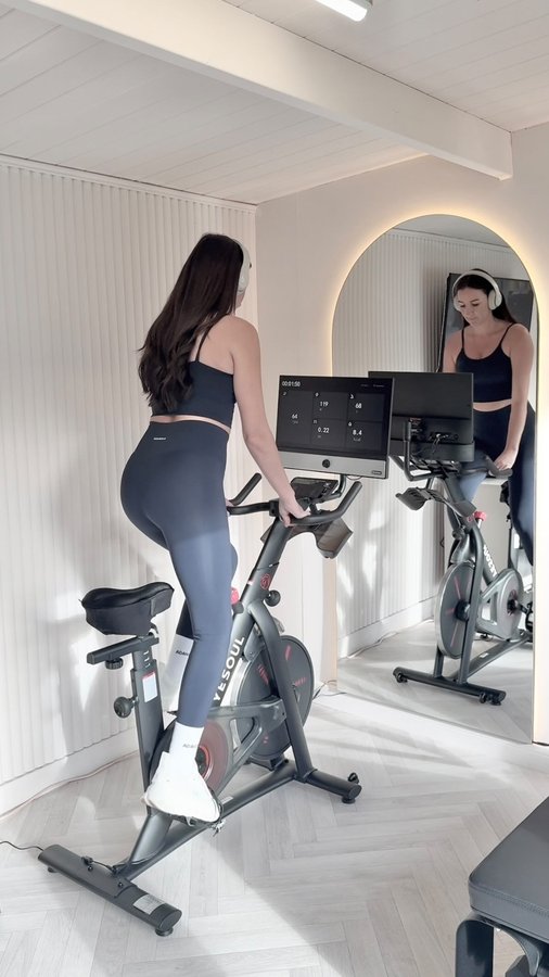 Instagram post by @themarklandhome for YESOUL FITNESS. Caption reads: [...] #funcardio #cyclingindoor #yesoulfitness....