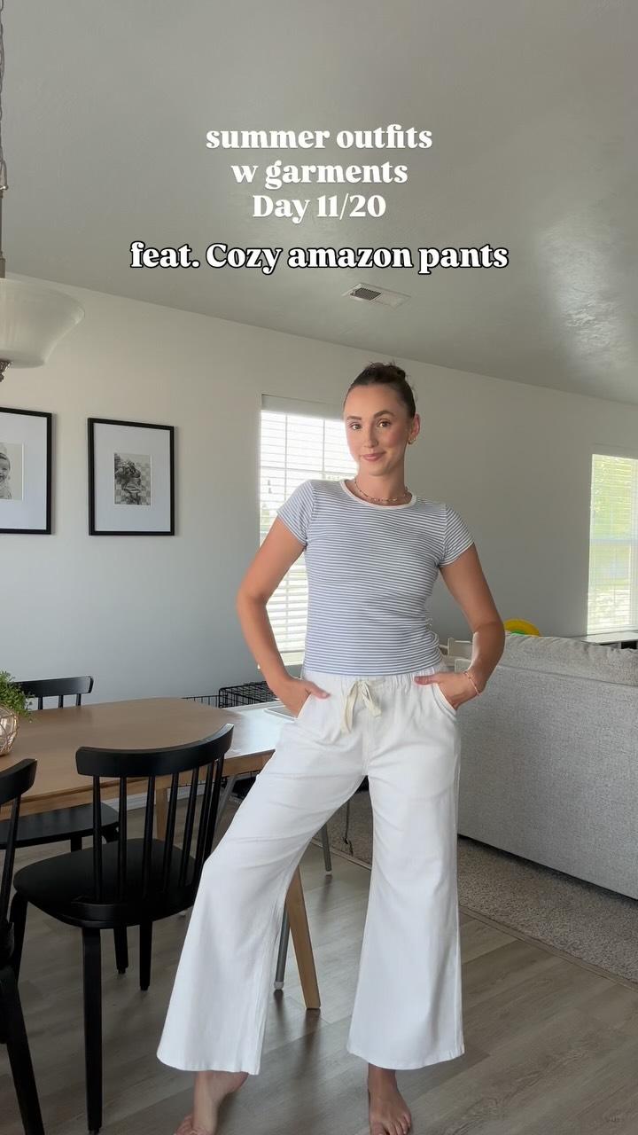 Instagram post by @katekhulet for Brandy Melville. Caption reads: [...] #flowypants #mompants #cutepants....