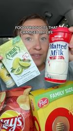Instagram post by @morganchomps for True Lemon. Caption reads: FOOD PRODUCTS THAT CHANGED MY LIFE!! 👀 what food....