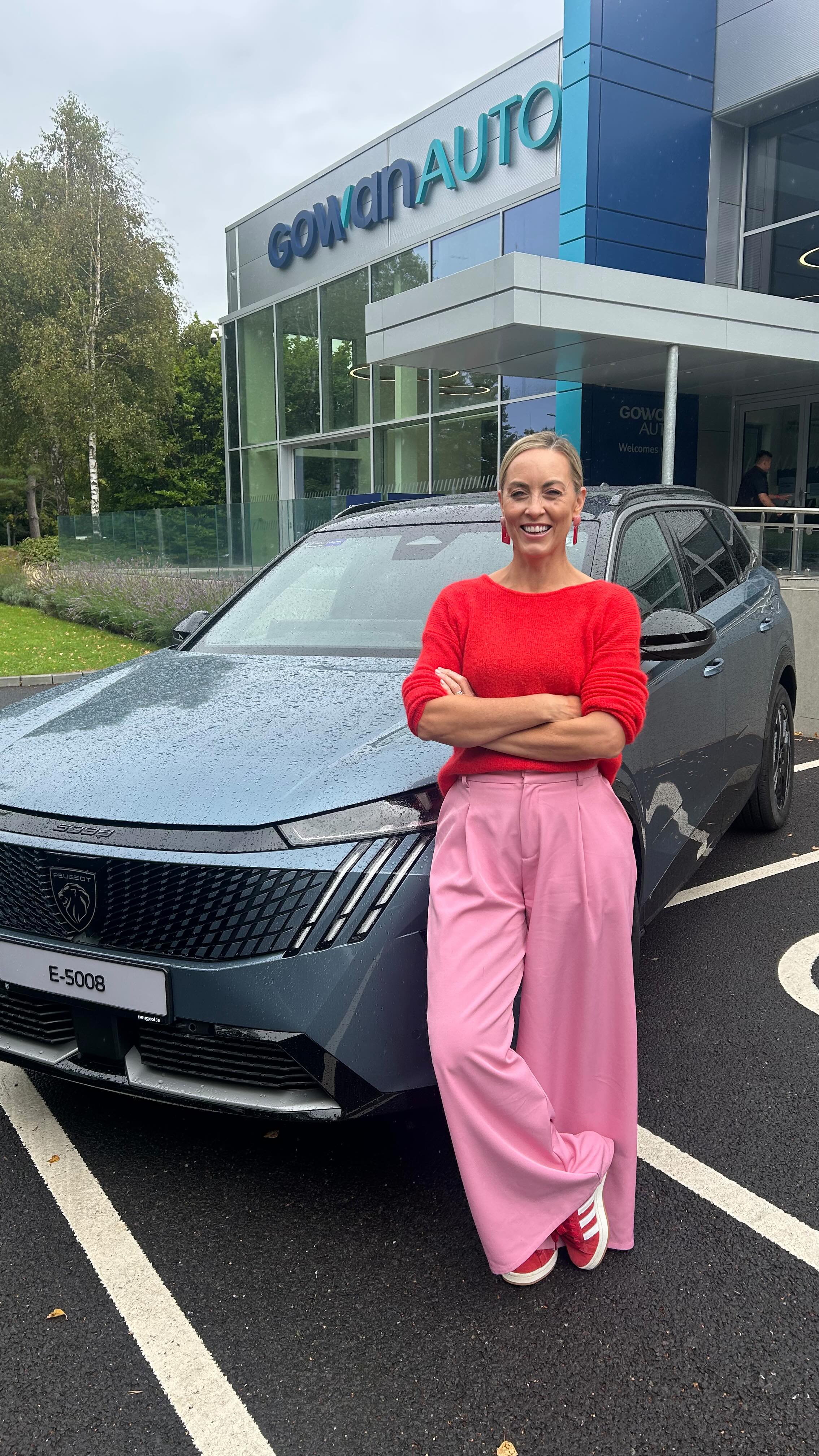 Instagram post by @kathrynthomasofficial for Peugeot. Caption reads: Love driving the new all electric @peugeot_ireland....