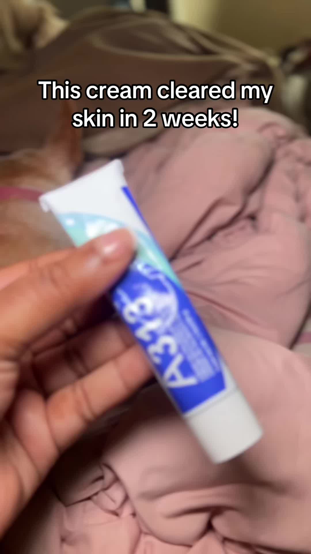 TikTok post by @sadethesuperiorblackgirl for French Pharmacy. Caption reads: [...] cream cleared my skin in 2 weeks!....