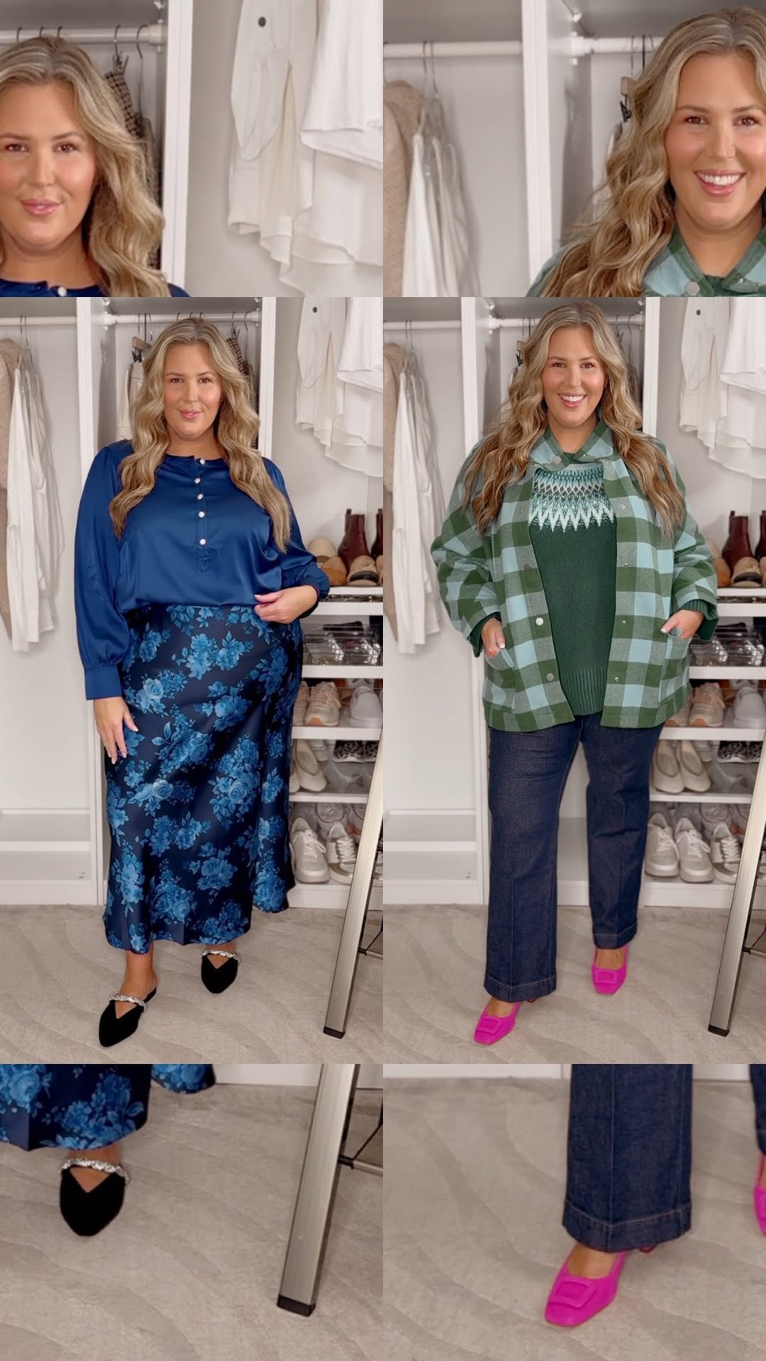 Instagram post by @ashley_dorough for Talbots. Caption reads: 1 or 2?! 🤩Pops of color! What do you think?!....