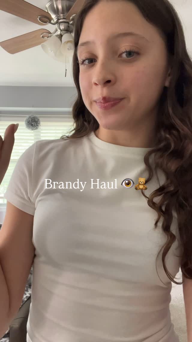 Instagram post by @glow_bae29 for Brandy Melville. Caption reads: Brandy haul #fypシ #preppy #cute #skincare #makeup....