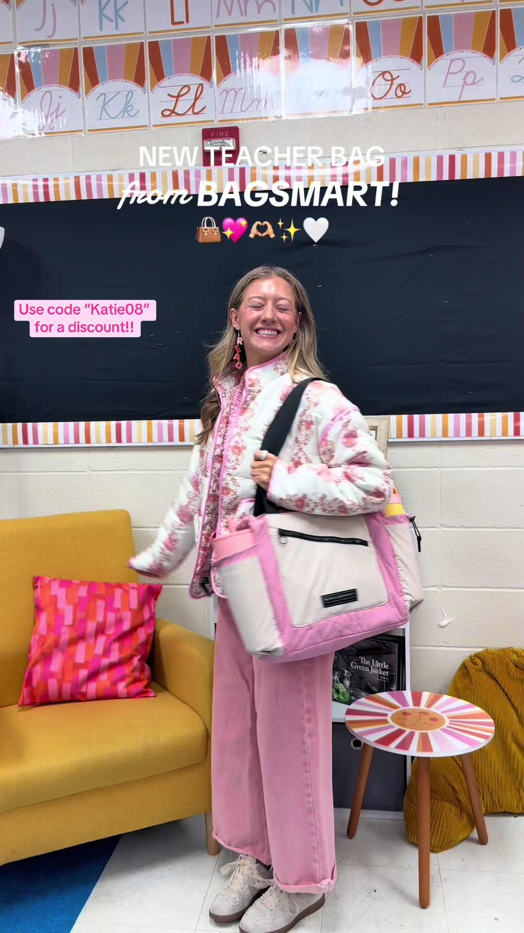 TikTok post by @katielynnteaches for Bagsmart. Caption reads: Shop my fav @BAGSMART bag in my LTK or in my bio!!....