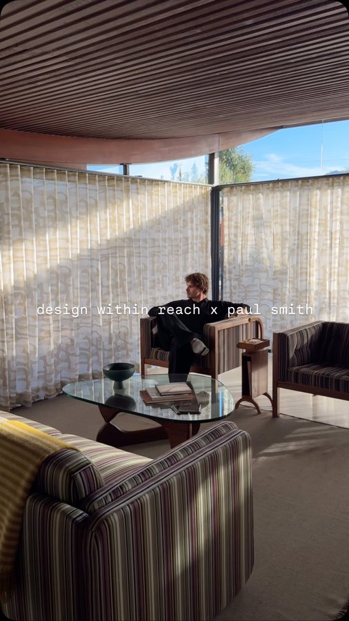 Instagram post by @ethangaskill for Paul Smith. Caption reads: A stay that stays with you @designwithinreach....