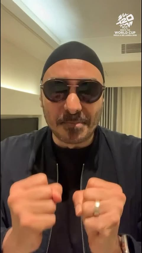 Instagram post by @sukhbir_singer for ICC T20 World Cup. Caption reads: Hello cricket fans! 🎤🌍 Join me for this mega....