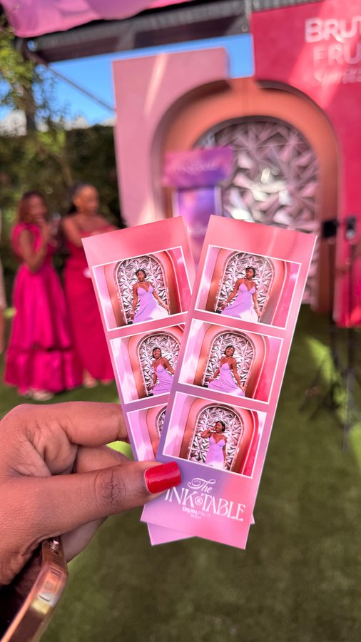 Instagram post by @kasazilungu for Brutal Fruit. Caption reads: The official launch of #THEPINKTABLE....