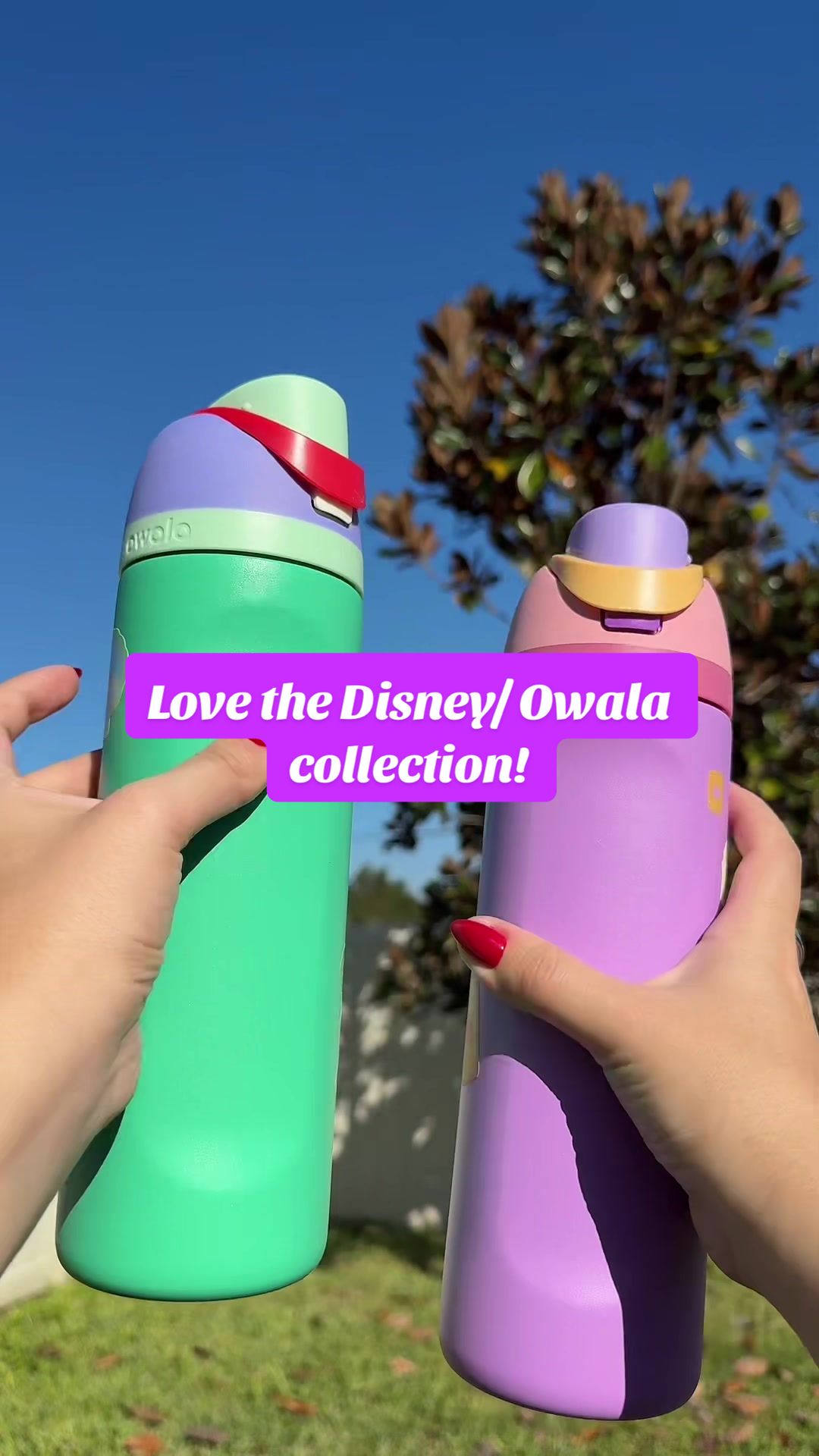 TikTok post by @livintheshops for Owala. Caption reads: The cutest @Owala patterns with their @Disney....