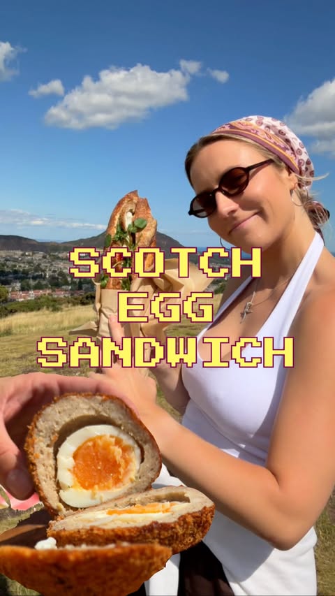 Instagram post by @nellskitchn for Hellmann's. Caption reads: [...] 2 large Scotch eggs Salted butter....